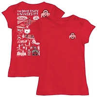 Girls Toddler Vive La Fete  Scarlet Ohio State Buckeyes Impressions Artwork T-Shirt