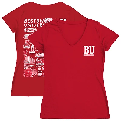 Women's Vive La Fete  Red Boston University Impressions Artwork V-Neck T-Shirt