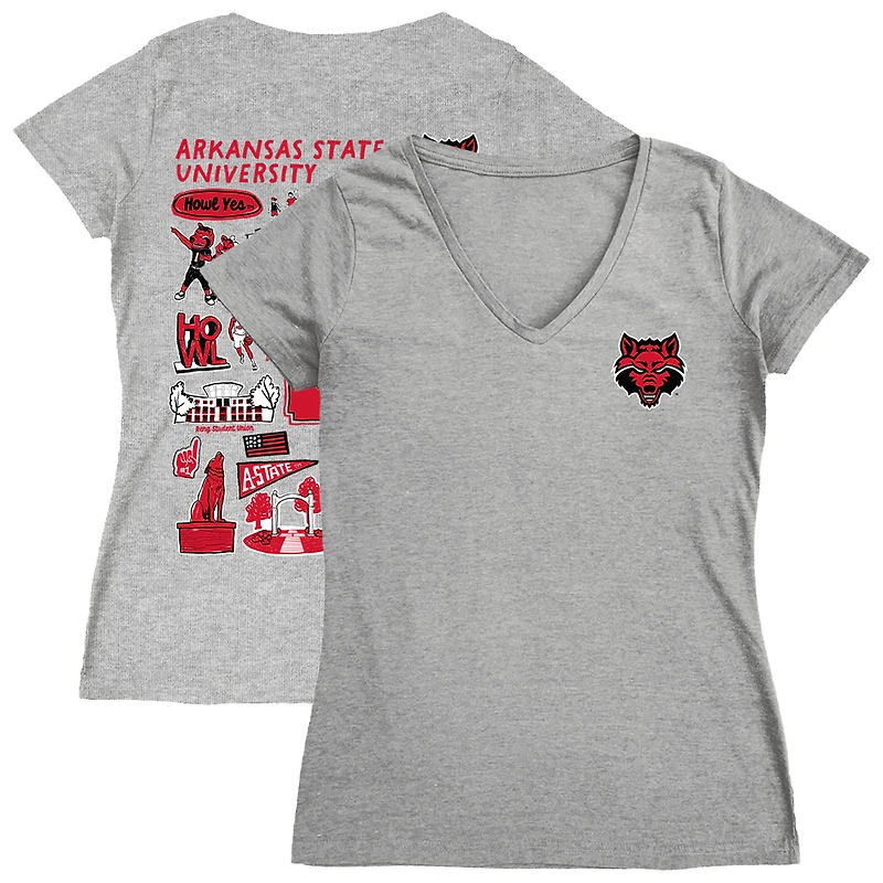 Women's Vive La Fete  Gray Arkansas Razorbacks Impressions Artwork V-Neck T-Shirt