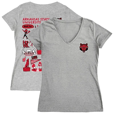 Women's Vive La Fete  Gray Arkansas Razorbacks Impressions Artwork V-Neck T-Shirt