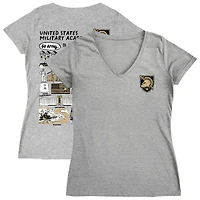 Women's Vive La Fete  Gray Army Black Knights Impressions Artwork V-Neck T-Shirt