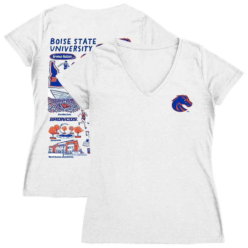 Women's Vive La Fete  White Boise State Broncos Impressions Artwork V-Neck T-Shirt