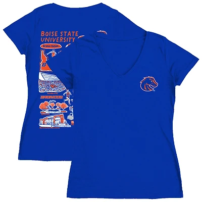 Women's Vive La Fete  Royal Boise State Broncos Impressions Artwork V-Neck T-Shirt