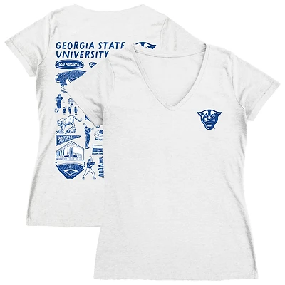 Women's Vive La Fete  White Georgia State Panthers Impressions Artwork V-Neck T-Shirt