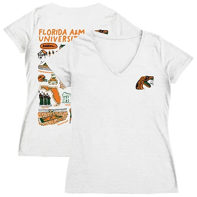 Women's Vive La Fete  White Florida A&M Rattlers Impressions Artwork V-Neck T-Shirt
