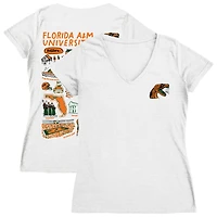 Women's Vive La Fete  White Florida A&M Rattlers Impressions Artwork V-Neck T-Shirt