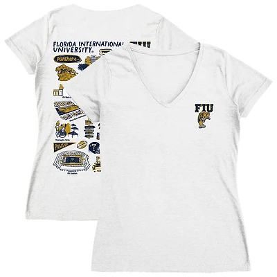 Women's Vive La Fete  White FIU Panthers Impressions Artwork V-Neck T-Shirt