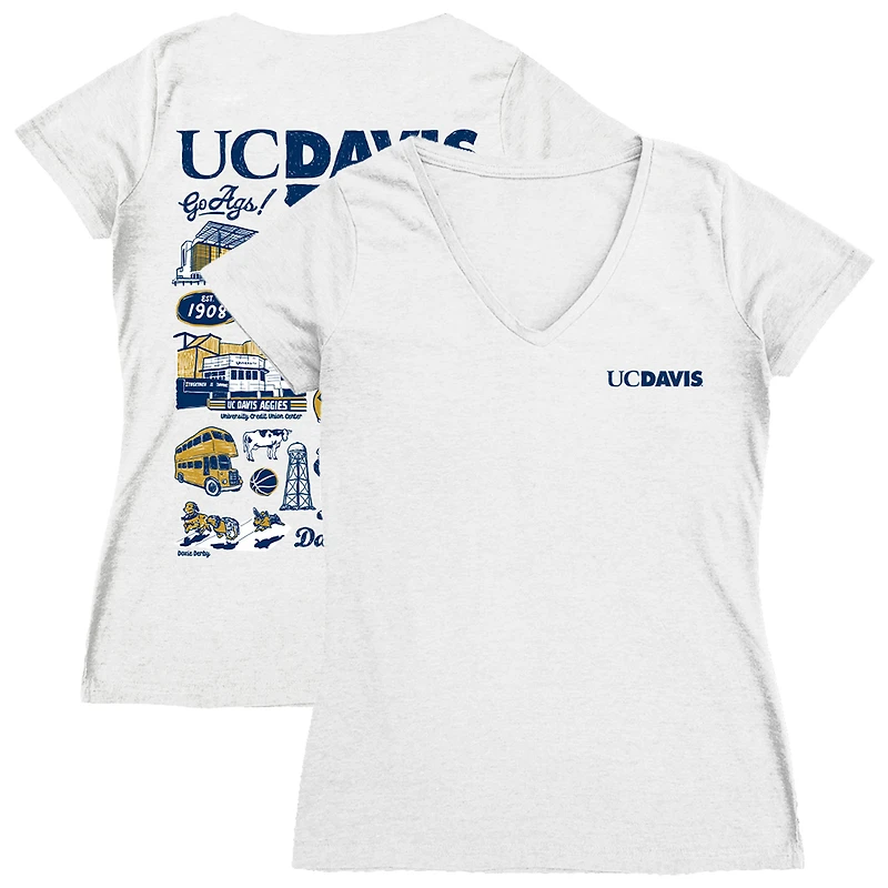 Women's Vive La Fete  White UC Davis Aggies Impressions Artwork V-Neck T-Shirt