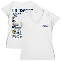 Women's Vive La Fete  White UC Davis Aggies Impressions Artwork V-Neck T-Shirt