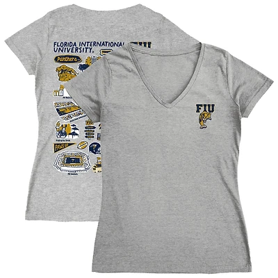 Women's Vive La Fete  Gray FIU Panthers Impressions Artwork V-Neck T-Shirt