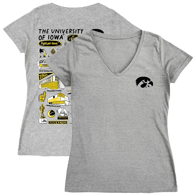 Women's Vive La Fete  Gray Iowa Hawkeyes Impressions Artwork V-Neck T-Shirt