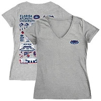 Women's Vive La Fete  Gray Florida Atlantic Owls Impressions Artwork V-Neck T-Shirt
