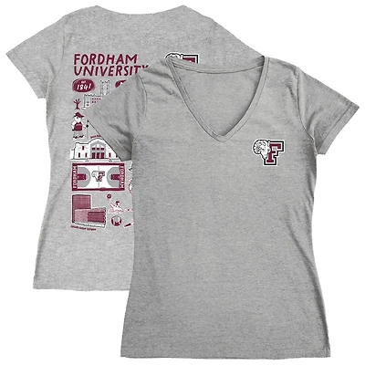 Women's Vive La Fete  Gray Fordham Rams Impressions Artwork V-Neck T-Shirt