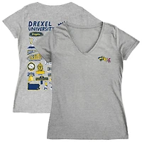 Women's Vive La Fete  Gray Drexel Dragons Impressions Artwork V-Neck T-Shirt