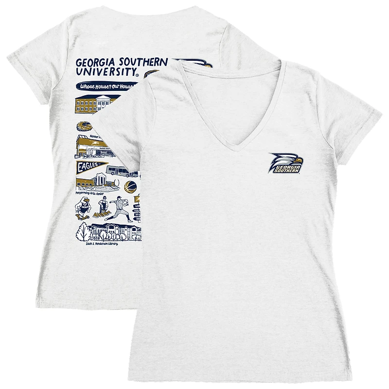 Women's Vive La Fete  White Georgia Southern Eagles Impressions Artwork V-Neck T-Shirt
