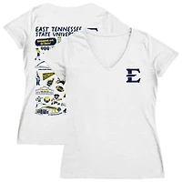 Women's Vive La Fete  White ETSU Buccaneers Impressions Artwork V-Neck T-Shirt