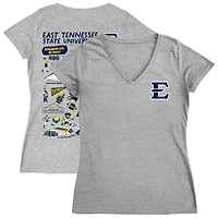 Women's Vive La Fete  Gray ETSU Buccaneers Impressions Artwork V-Neck T-Shirt