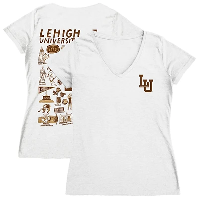 Women's Vive La Fete Lehigh Mountain Hawks Impressions Artwork V-Neck T-Shirt