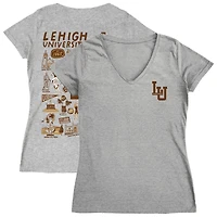 Women's Vive La Fete  Gray Lehigh Mountain Hawks Impressions Artwork V-Neck T-Shirt