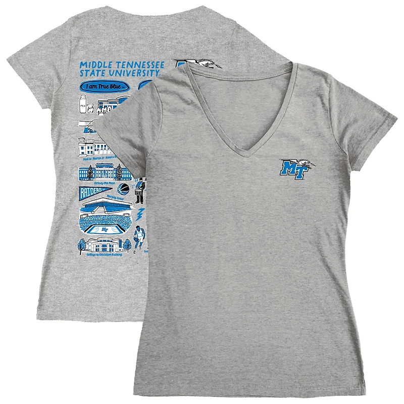 Women's Vive La Fete  Gray MTSU Blue Raiders Impressions Artwork V-Neck T-Shirt