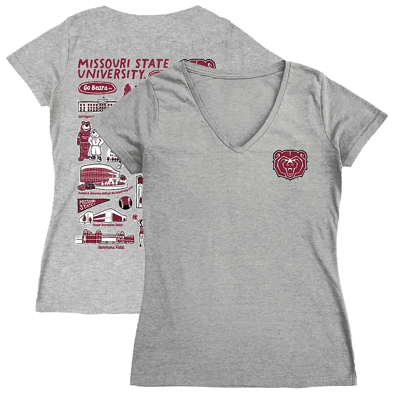 Women's Vive La Fete  Gray Missouri State University Bears Impressions Artwork V-Neck T-Shirt