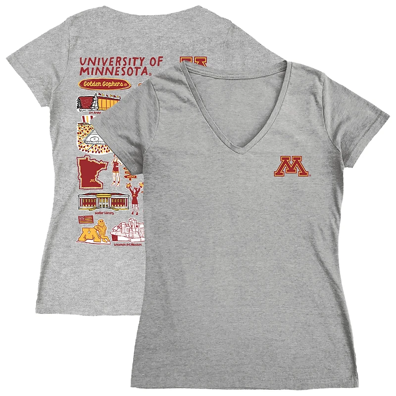 Women's Vive La Fete  Gray Minnesota Golden Gophers Impressions Artwork V-Neck T-Shirt