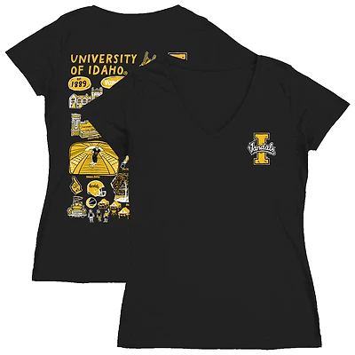 Women's Vive La Fete  Black Idaho Vandals Impressions Artwork V-Neck T-Shirt