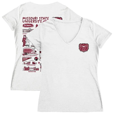 Women's Vive La Fete  White Missouri State University Bears Impressions Artwork V-Neck T-Shirt
