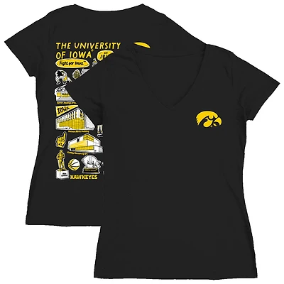 Women's Vive La Fete  Black Iowa Hawkeyes Impressions Artwork V-Neck T-Shirt