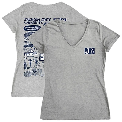 Women's Vive La Fete  Gray Jackson State Tigers Impressions Artwork V-Neck T-Shirt