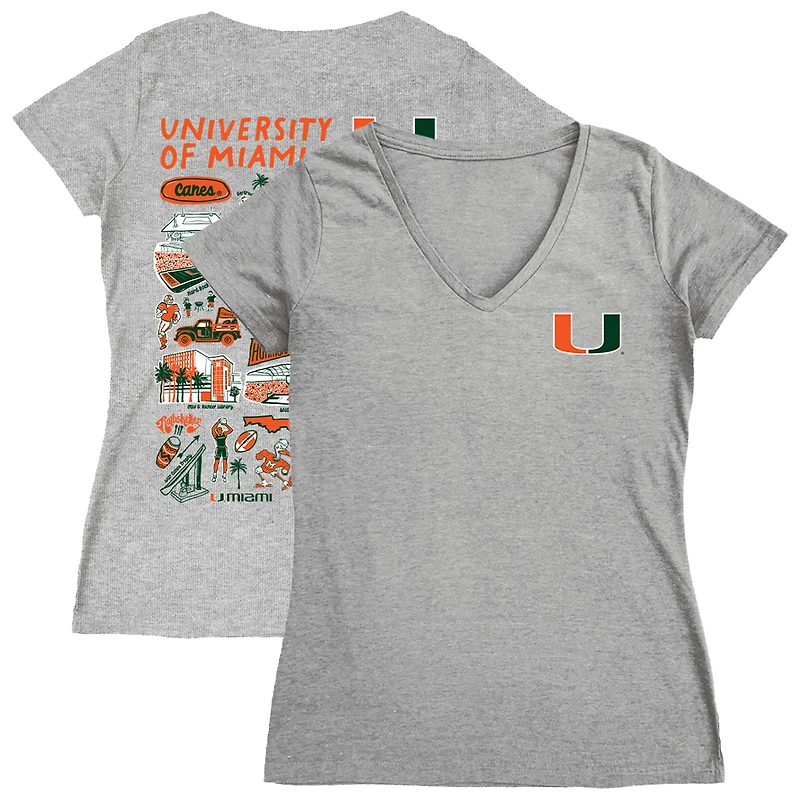 Women's Vive La Fete  Gray Miami Hurricanes Impressions Artwork V-Neck T-Shirt