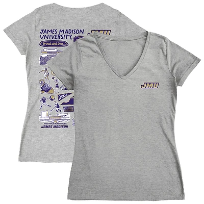 Women's Vive La Fete  Gray James Madison Dukes Impressions Artwork V-Neck T-Shirt