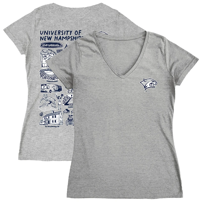 Women's Vive La Fete  Gray New Hampshire Wildcats Impressions Artwork V-Neck T-Shirt