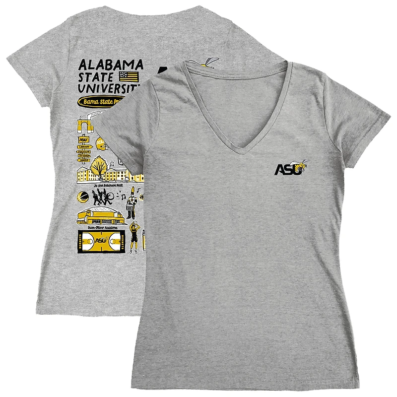 Women's Vive La Fete  Gray Alabama State Hornets Impressions Artwork V-Neck T-Shirt