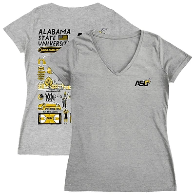 Women's Vive La Fete  Gray Alabama State Hornets Impressions Artwork V-Neck T-Shirt