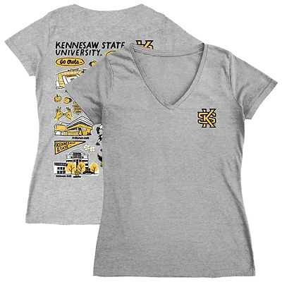 Women's Vive La Fete  Gray Kennesaw State Owls Impressions Artwork V-Neck T-Shirt