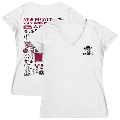 Women's Vive La Fete  White New Mexico State Aggies Impressions Artwork V-Neck Fitted T-Shirt