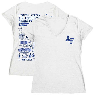 Women's Vive La Fete  White Air Force Falcons Impressions Artwork V-Neck Fitted T-Shirt