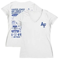 Women's Vive La Fete  White Air Force Falcons Impressions Artwork V-Neck Fitted T-Shirt
