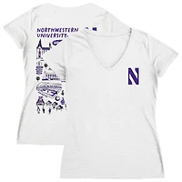 Women's Vive La Fete  White Northwestern Wildcats Impressions Artwork V-Neck Fitted T-Shirt