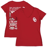 Women's Vive La Fete  Crimson Oklahoma Sooners Impressions Artwork V-Neck Fitted T-Shirt