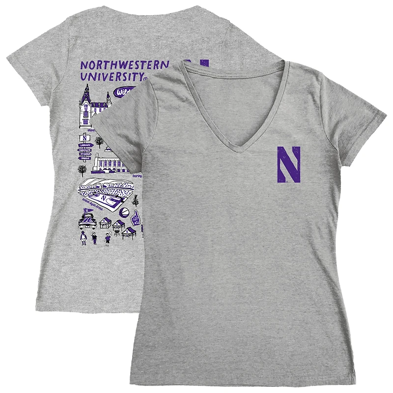 Women's Vive La Fete Northwestern Wildcats Impressions Artwork V-Neck Fitted T-Shirt