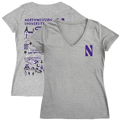 Women's Vive La Fete Northwestern Wildcats Impressions Artwork V-Neck Fitted T-Shirt