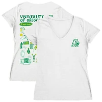 Women's Vive La Fete  White Oregon Ducks Impressions Artwork V-Neck Fitted T-Shirt