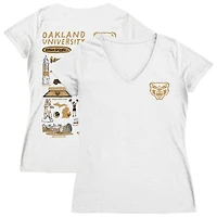 Women's Vive La Fete  White Oakland Golden Grizzlies Impressions Artwork V-Neck Fitted T-Shirt