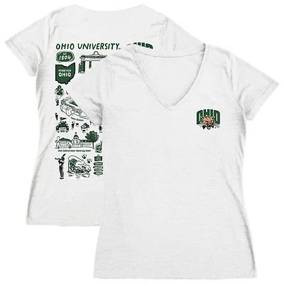 Women's Vive La Fete  White Ohio Bobcats Impressions Artwork V-Neck T-Shirt