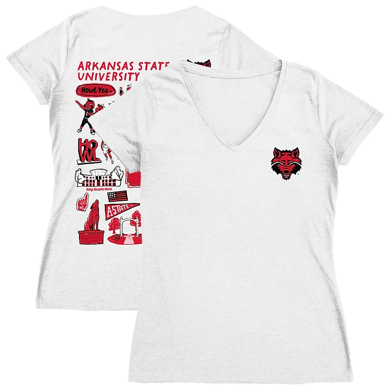 Women's Vive La Fete  White Arkansas Razorbacks Impressions Artwork V-Neck T-Shirt