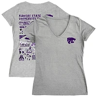Women's Vive La Fete  Gray Kansas State Wildcats Impressions Artwork V-Neck T-Shirt