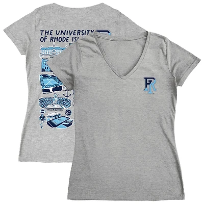 Women's Vive La Fete  Gray Rhode Island Rams Impressions Artwork V-Neck T-Shirt