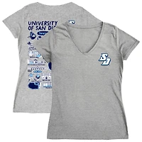 Women's Vive La Fete  Gray San Diego Toreros Impressions Artwork V-Neck T-Shirt